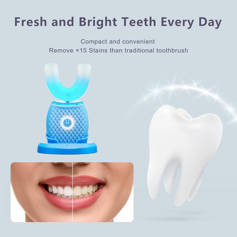 Ralexidog 360 4 Automatic U-Shaped Electric Toothbrush Kit for Adults, Ultrasonic Hands-Free Toothbrush