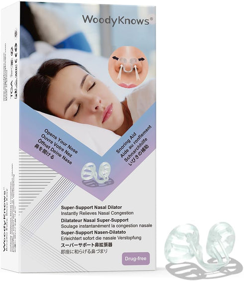 WoodyKnows Super-Support Nasal Dilator - Improves Sleep & Sports Airflow, Nasal Congestion Aid (M 4Pack)