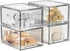 ZHIAI 4 Pcs Makeup Organizer Drawers, Stackable Stripes Bathroom Organizers for Vanity and Kitchen Cabinets