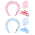 Wecoe Pink Blue Spa Headband and Wristband Set, Skincare Headband for Washing Face, Hair Claw Clips for Thick Hair
