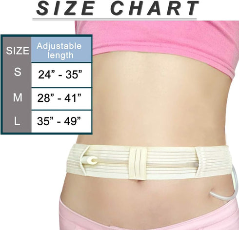 PD Belt Adjustable Abdominal Holder for Peritoneal Dialysis Catheter Supplies, Secure Stomach Peg G Feeding Tube, Large