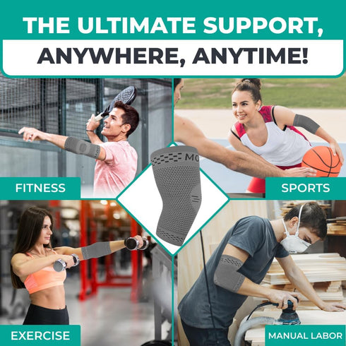 Modvel 2 Pack Elbow Brace - Compression Support Sleeve for Joint Pain Relief, Tendonitis, Tennis & Golfer's Elbow