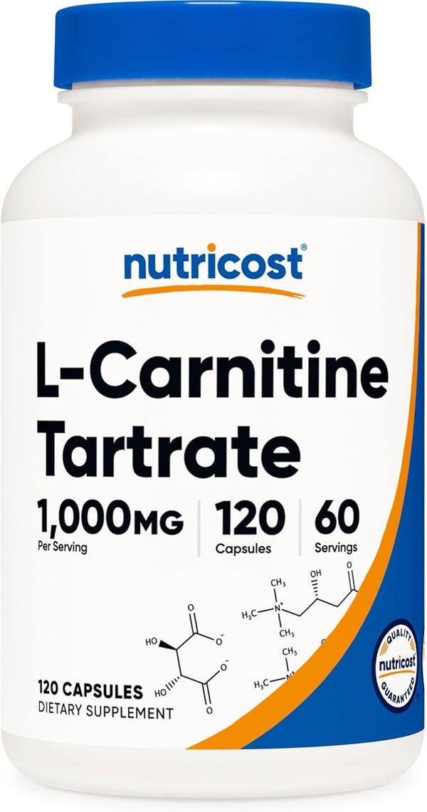 Nutricost L-Carnitine Tartrate, 1000mg, 120 Capsules, 500mg Per Capsule (60 Servings)