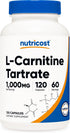 Nutricost L-Carnitine Tartrate, 1000mg, 120 Capsules, 500mg Per Capsule (60 Servings)