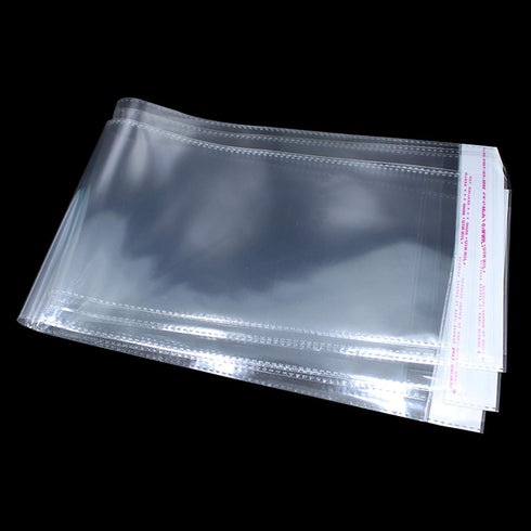 PABCK 100 Pack Clear Self Adhesive Hair Packaging Bags, 4.13x21.6 inch, with Hang Hole for Wigs