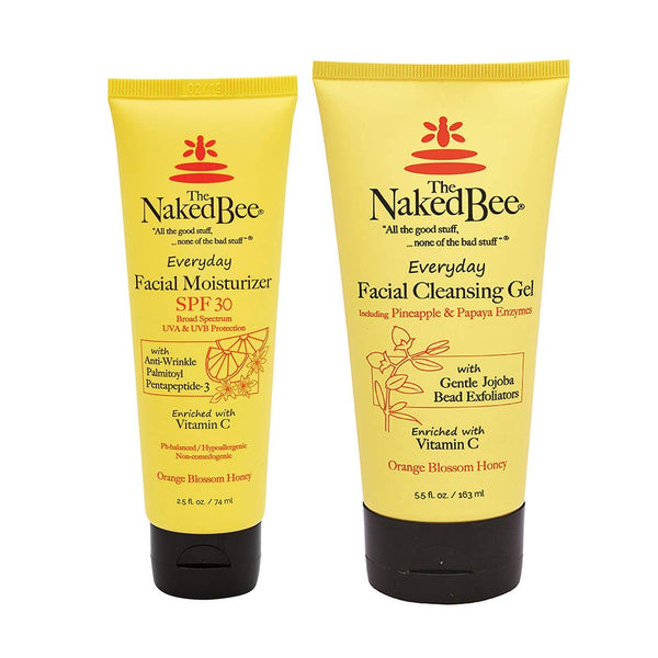 The Naked Bee Orange Blossom Honey Facial Care, Exfoliating Gel and Anti-Wrinkle Moisturizer SPF30