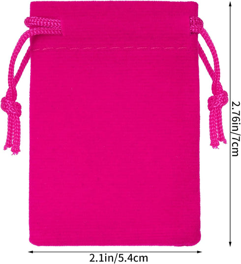 Nydotd 100pcs 2 X 2.8 inch Velvet Cloth Jewelry Pouches, Drawstring Bags for Christmas Candy Gift Bag Pouch, Mixed Color