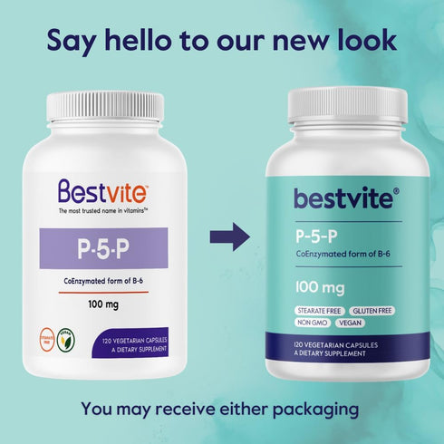 BESTVITE P-5-P 100mg (240 Vegetarian Capsules) - CoEnzymated Form of B-6, Vegan, Non-GMO, Gluten Free