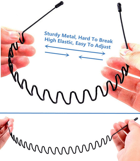 Metal Hair Band, Black Unisex Fashion Headband, Sports Hairband with Non-Slip Wavy Teeth