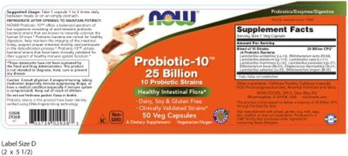 Now Probiotic-10, 25 Billion, 50 Count, Pack of 2