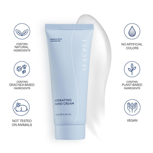 SEACRET Hand Cream with Shea Butter - Dead Sea Mineral Hand Lotion for Dry Hands