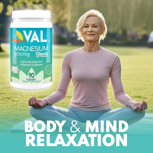VAL MG Experts Magnesium Glycinate Plus B6 & Potassium for Stress Relief, 90 Tablets