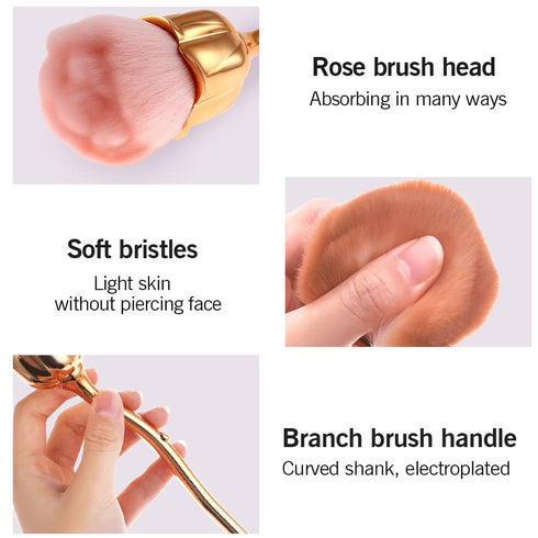 JERCLITY 2 Pieces Rose Makeup Brushes, Super Large Face Powder Makeup Brushes for Loose Powder and Nail Dust