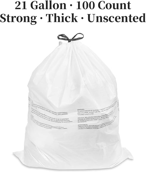 KASATODAY 80L 100ct (21 100 count) Drawstring Trash Bags, Extra Large Kitchen Garbage Bags, Extra Strong Leak-Proof