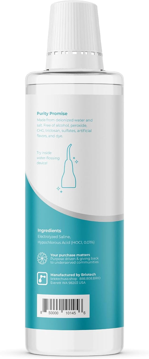 BRIOTECH Pure Hypochlorous Acid Oral Swish, Alcohol Free Mouthwash Rinse, 16.9 fl oz for Oral Care