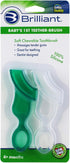 Brilliant Oral Care Baby’s First Toothbrush, Smooth Silicone Bristles for Ages 4+ Months, Green + Clear, 2 Pack