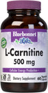 BlueBonnet 500 mg L-Carnitine Vitamin Capsules, White, 60 Count