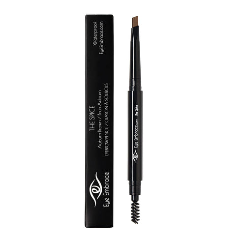 The Spice: Auburn Brown Eyebrow Pencil, Waterproof, Double-Ended with Angled Tip & Spoolie Brush