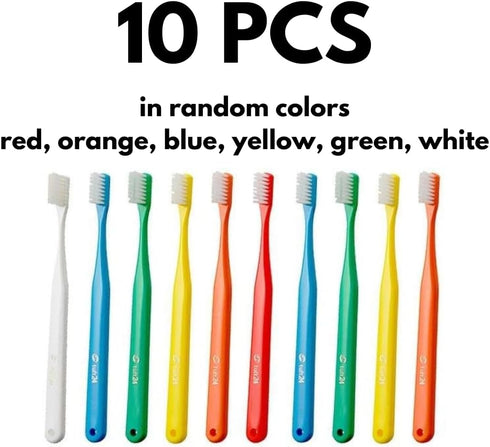 Japanese Toothbrush Oral Care Tuft24, Capless Pack of 10, Soft for Healthy Gums and Strong Brushing Pressure