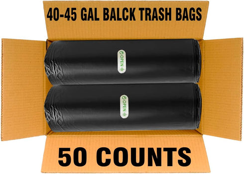Lawn & Leaf Trash Bags, 40-45 Gallon, 50 Count Bulk, Black Garbage Bags, Multi-purpose for Home Commercial Outdoor