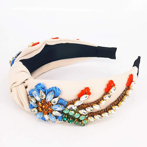 QTMY Rhinestone Crystal Headbands for Women, Hair Hoop Accessories, 522 Beige