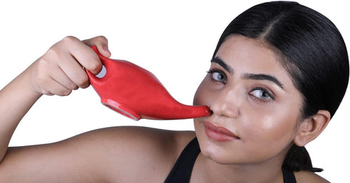 HealthGoodsIn Premium Handcrafted Ceramic Neti Pot - Nasal Cleansing, Dishwasher Safe with 2 Silicone Nozzle Tip