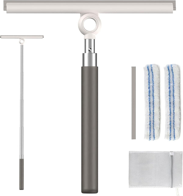 Pawy Pawy Shower Squeegee for Glass Doors, Telescopic 2-in-1 Squeegee for Window Cleaning with
