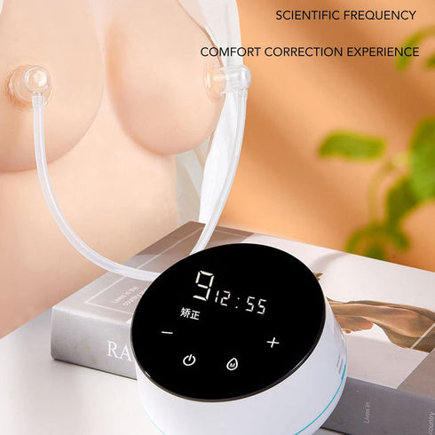 ZJchao Nipple Corrector, Portable Nipple Pump Electric Inverted Nipple Puller Rechargeable LED Display Low Noise Flat