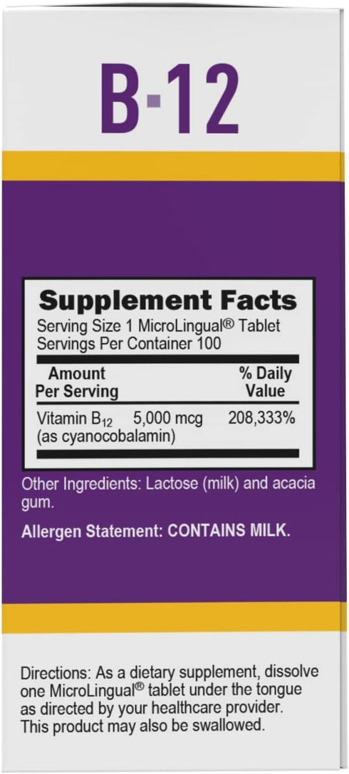 Superior Source No Shot Vitamin B-12, 5000 mcg, Sublingual Tablets, 100 Dissolvable Tablets