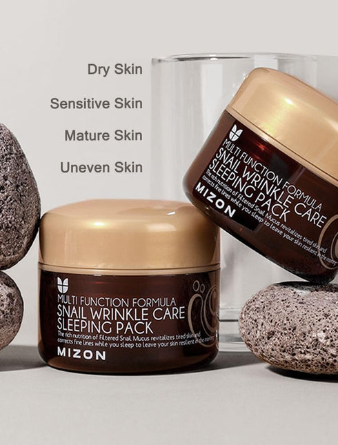 MIZON Snail Line Wrinkle Care Sleeping Pack, Nourishing & Firming Mask for Damaged Skin, 2.7 FL oz