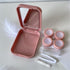 Pink Contact Lens Case Travel Kit - Portable Case with Mirror Tweezers and Solution Bottle