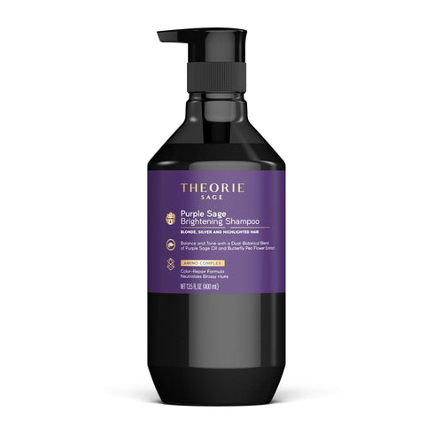 Theorie Purple Sage Brightening Shampoo, 13.53 Fl Oz, Balance, Tone & Brighten Blonde, Silver, Grey Hair