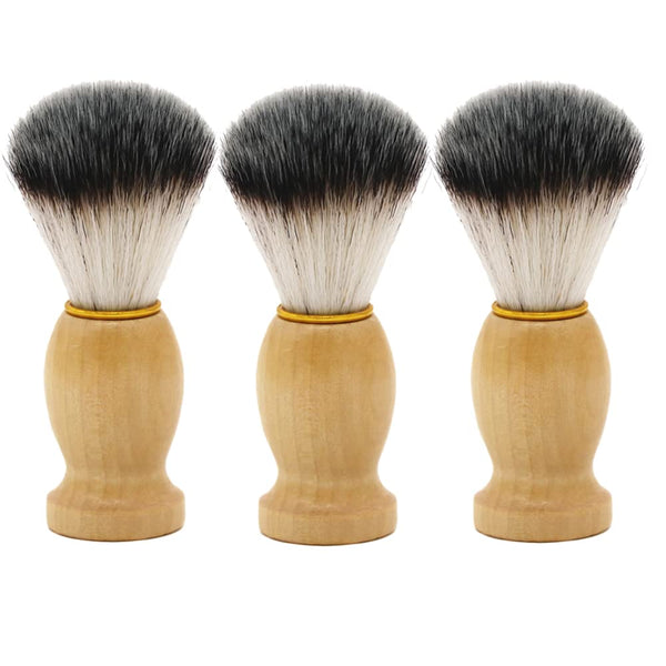 Shaving Brushes for Men, 3 Pack Travel Shaving Brush, Vegan Wood Handle, Hand Crafted Face Cleaning Tool