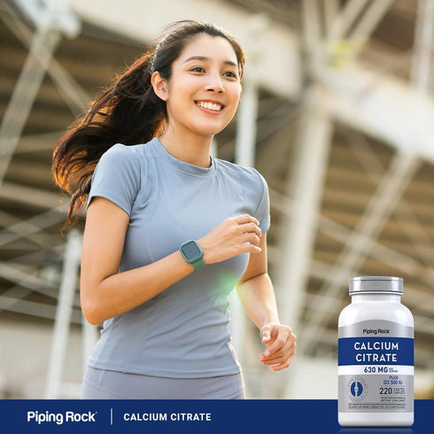 Calcium Citrate with Vitamin D3, 630 mg, 220 Caplets - Non-GMO, Gluten Free Supplement by Piping Rock