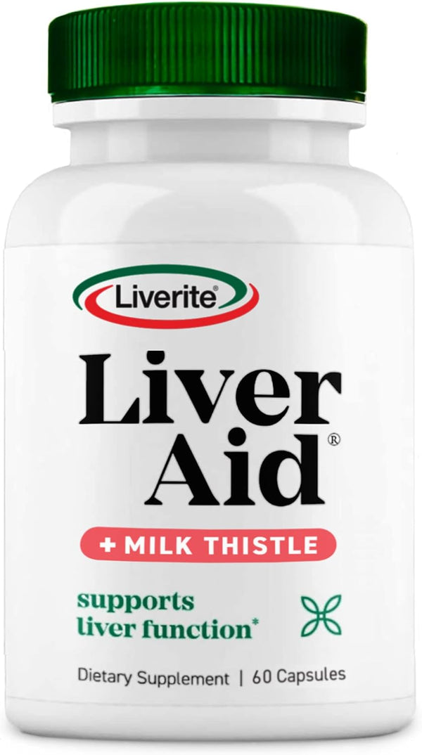 LIVERITE Liver Aid with Milk Thistle, 60 Capsules, Liver Support, Cleanse, Care, Function, Energy