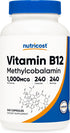 Nutricost Vitamin B12 (Methylcobalamin) 1000mcg, 240 Vegetarian Capsules, Non-GMO & Gluten Free