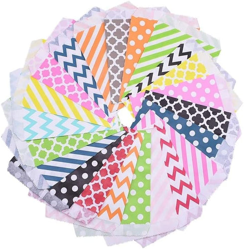 Tvoip 50 Pcs 5 x 7 Inches White and Black Striped Paper Bags, Holiday Wedding Favor Treat Bags