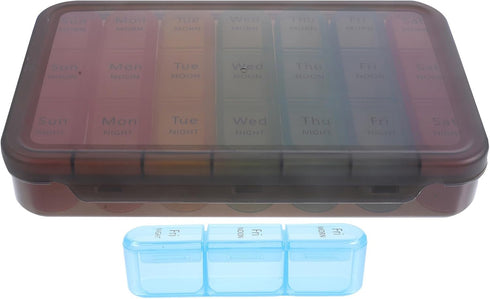 Weekly Large Capacity Pill Organizer Box with Sealed Multi-Grid Compartments Detachable Medicine