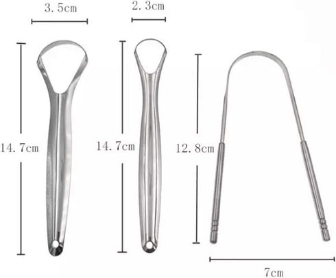 Tongue Scraper Cleaner (3 Pcs), Best Stainless Steel Seller, Use Mouth Wash, Toothpaste for Bad Breath, Handy Travel