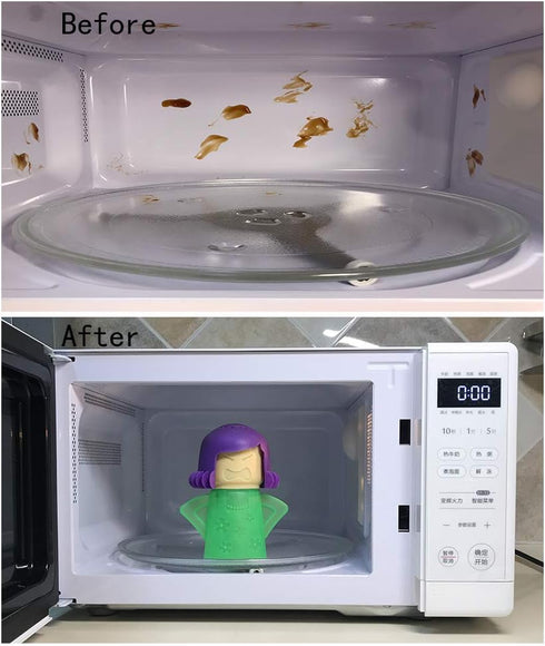 Angry Mom Microwave Cleaner, Mad Mama Steam Cleaner, Just Add Vinegar and Water for Easy Cleaning, Green
