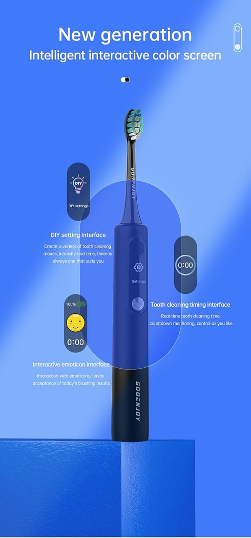 NB-1 Toothbrush,5 5 LCD Screen Electirc Modes intensities & DIY Mode,Rechargeable Sonic Electric Power Toothbrush