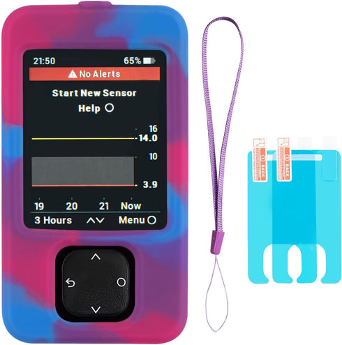Dexcom G7 Receiver Case with Wrist Lanyard and 2PCS Screen Protector, Tricolor Mixing
