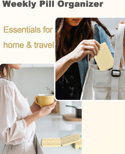 Pill Organizer Travel Medicine Case - Travel Pill Case with Etched Labels, Daily Travel Medicine Case Holder