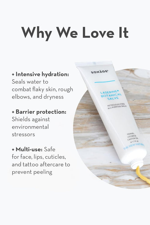 SONAGE Botanical Salve Laserine | Vegan Petroleum Alternative Balm for Dry, Chapped Skin Relief