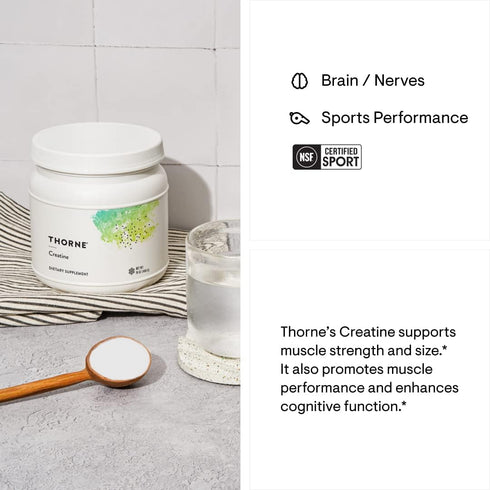 Creatine by THORNE, Monohydrate Amino Acid Powder, Gluten-Free, Keto, NSF Certified for Sport, 16 Oz - 90 Servings