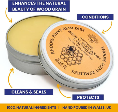 Beeswax Furniture Polish & Conditioner for Wood, Lavender 3.4 Fl Oz, Enhances Natural Beauty, Seals & Protects