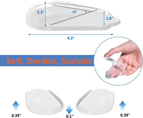Medial & Lateral Heel Wedge Silicone Insoles, Supination & Pronation Corrective Gel Adhesive Shoe Inserts for Foot