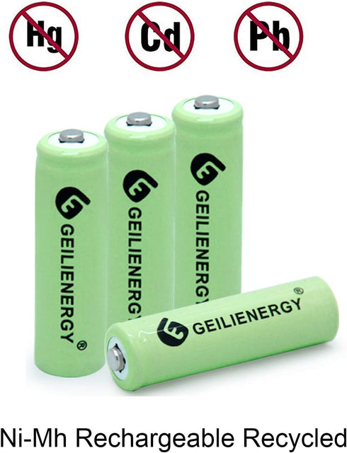Solar Light Batteries AA Ni-MH 600mAh 1.2V Rechargeable for Garden Lights, Remotes (4 Pcs)