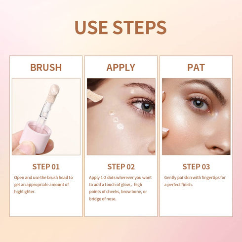 Liquid Highlighter, Contour Stick Makeup Highlighter for Face, Lightweight Glotion, Waterproof Luminous Lotion (#2