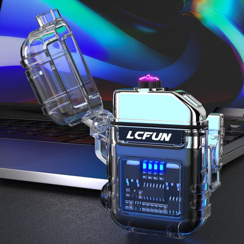 LcFun USB C Rechargeable Lighter - Waterproof Electric Plasma Arc Lighter with Battery Display for Camping